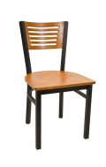 5 Slats Metal Chair w/ Cherry Back and Veneer Seat
