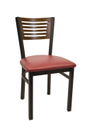 5 Slats Metal Chair w/ Walnut Back and Vinyl Seat
