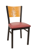 Coffee Back Metal Chair w/ Golden Oak Back and Vinyl Seat