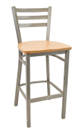 Grey Frame,3 Slat Ladder Back Metal Barstool w/ Wood Seat