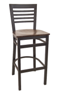 Elegant Ladder Back Metal Barstool w/ Veneer Seat