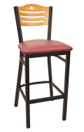 3 Slats with Circle Metal Barstool w/ Golden Oak Back and Vinyl Seat