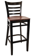 Beechwood Ladder Back Barstool w/ Black Frame and Veneer Seat