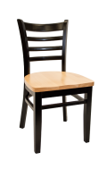 Beechwood Ladder Back Chair w/ Black Frame and Wood Seat