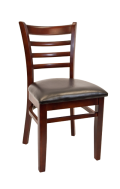 Beechwood Ladder Back Chair w/ Dark Mahogany Frame and Vinyl Seat