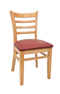 Beechwood Ladder Back Chair w/ Natural Frame and Vinyl Seat