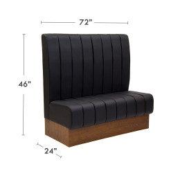 72L, Veneer Booth with Upholstered Back & Seat in Black