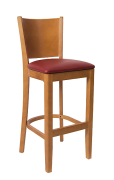 Beechwood Curve Plain Back Barstool w/ Cherry Frame and Vinyl Seat
