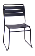 Outdoor Metal Chair with Black Imitation Teak Slat Back&Seat