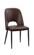 Metal Chair With Brown Vinyl Seat & Back.