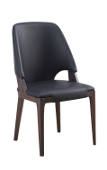 Wood Grain Finish Aluminum Chair w/ Black Vinyl Back & Seat