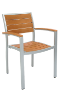Aluminum Chair with Imitation Teak Slats, Grey Frame