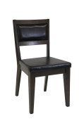 Indoor Black Rubber Wood Chair with Black Vinyl Back & Seat