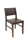 Indoor Sleek Elmwood Slatted Chair in Walnut Finish
