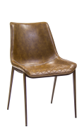 Indoor Metal Chair in Wood Grain Finish with Brown Vinyl Seat & Back