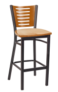 Darby Series Slat Back Metal Barstool w/ Cherry Back and Wood Seat