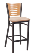 Darby Series Slat Back Metal Barstool w/ Natural Back and Wood Seat