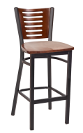 Darby Series Slat Back Metal Barstool w/ Walnut Back and Wood Seat