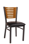 Darby Series Slat Back Metal Chair w/ Cherry Back and Vinyl Seat