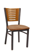 Darby Series Slat Back Metal Chair w/ Cherry Back and Wood Seat