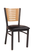Darby Series Slat Back Metal Chair w/ Natural Back and Vinyl Seat