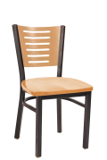 Darby Series Slat Back Metal Chair w/ Natural Back and Wood Seat