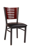 Darby Series Slat Back Metal Chair w/ Dark Mahogany Back and Vinyl Seat