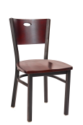 Dark Mahogany Oval Back Metal Chair w/ Wood Seat