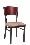 Fan Dark Mahogany Back Metal Chair w/ Veneer Seat