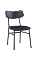 Indoor Metal Chair w/ Black Frame and Black Vinyl Seat & Back