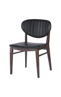 Metal Chair With Black Vinyl Seat & Back In Imitation Wood Finish
