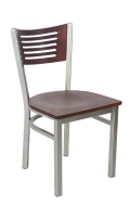 Grey Frame,5 Slats Metal Chair w/ DM Back and Veneer Seat