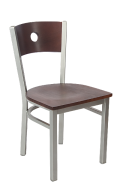 Grey Frame, Circle Back Metal Chair w/ DM Back and Veneer Seat