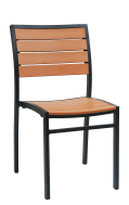 Black Aluminum Chair w/ Imitation Teak Slats