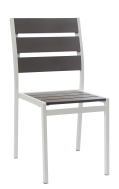 Aluminum Side Chair w/ Imitation Teak Slats in Grey Finish