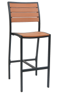 Black Aluminum Bar stool w/ Imitation Teak Slats