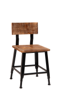 Pinewood Back Metal Chair w/ pinewood seat