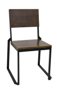 Indoor Black Metal Chair with Walnut Color Ashwood Back & Seat