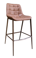 Wood Grain Metal Barstool w/ Square Stitched Pattern Vinyl Seat in Brown