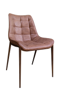 Wood Grain Metal Chair w/ Square Stitched Pattern Vinyl Seat in Brown