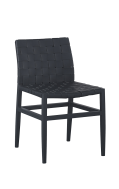 Metal Chair w/ Black Vinyl Woven Seat & Back