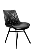 Vintage-Inspired Metal Chair w/ Diamond Stitched Black Vinyl Seat