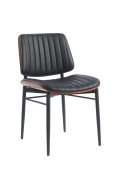 Indoor Mid-Century Modern metal Chair with black Vinyl Seat & Back