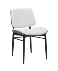 Indoor Mid-Century Modern Metal Chair with White Vinyl Seat & Back