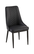 Indoor Black Metal Chair with Diamond-Quilted Black Vinyl Back & Seat