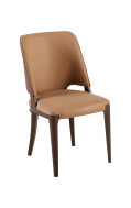 Indoor Contemporary Caramel Brown Metal Chair with Vinyl Seat & Back