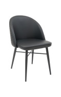 Indoor Black Steel Chair with Black Vinyl Seat and Geometric Honeycomb Patterned Back