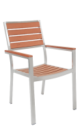 Aluminum Chair with Imitation Teak Slats, Silver Frame