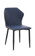 Blue Vinyl Seat Black frame Steel Chair with White Cross Stitched at edge