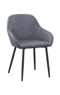 Black Metal Chair W/. Grey PU Leather Seat